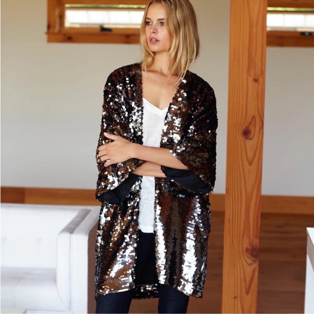 Emerson Fry Black and Silver Sequin Jacket